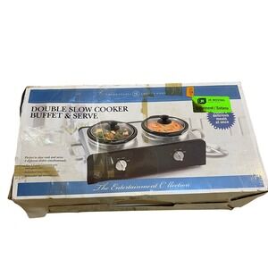 Bella Cucina Double Slow Cooker Buffet & Serve 3‎ Qt Stoneware Pots